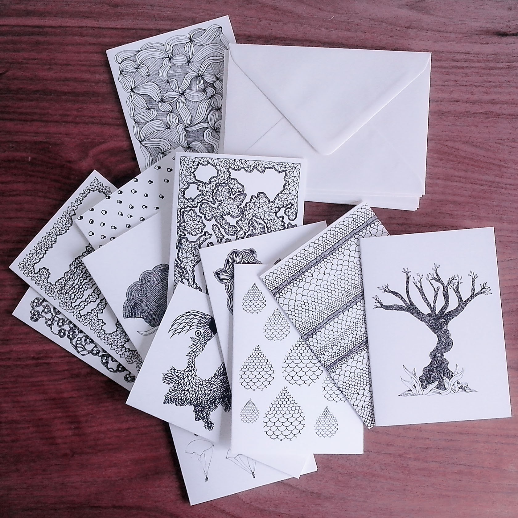 Cartes A6 en 2 volet + enveloppe ivoire by Atelier Mouti - La Langerie
